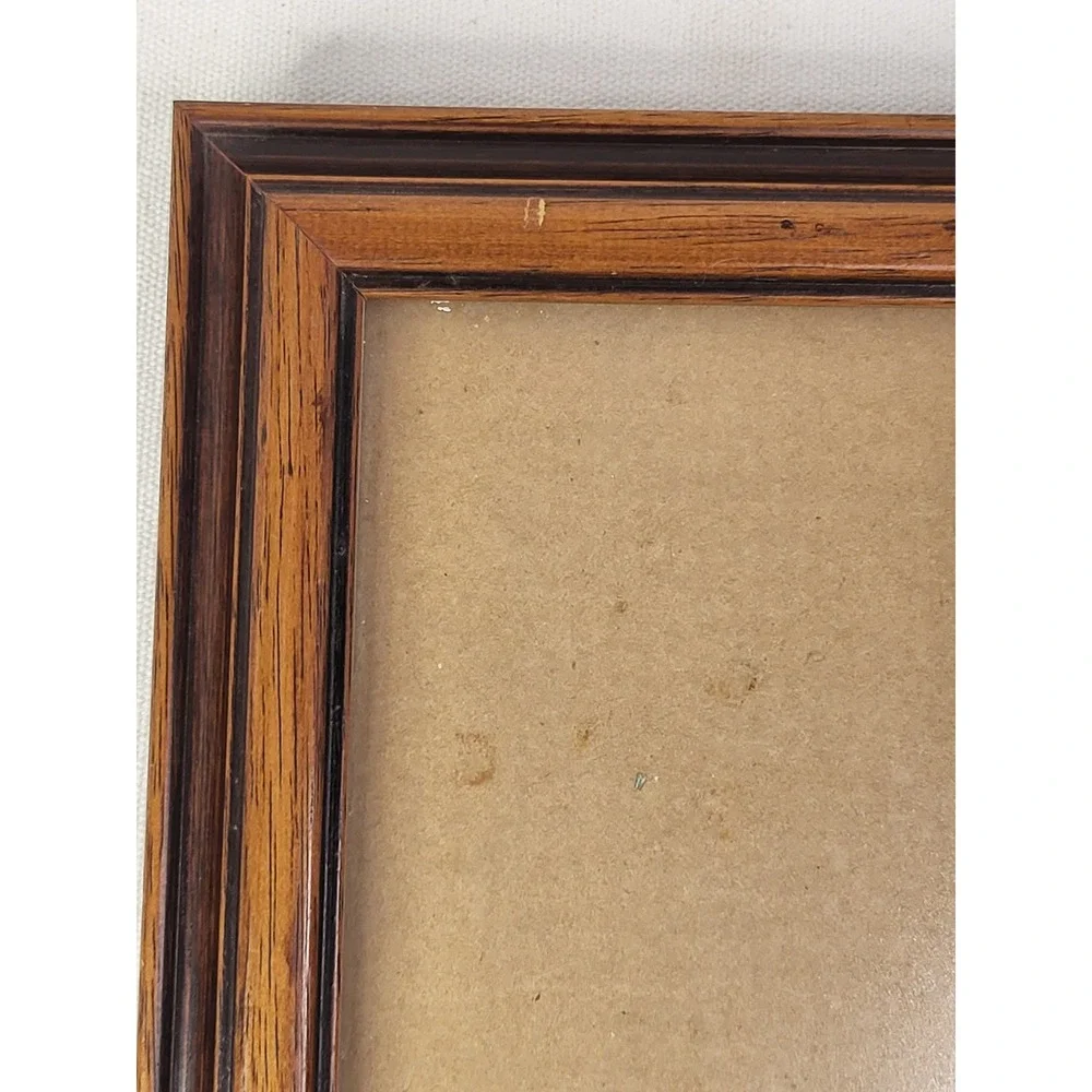 Vintage Brown Wood Picture Frame 5x7 Tiered Molding Tabletop Wall Mount